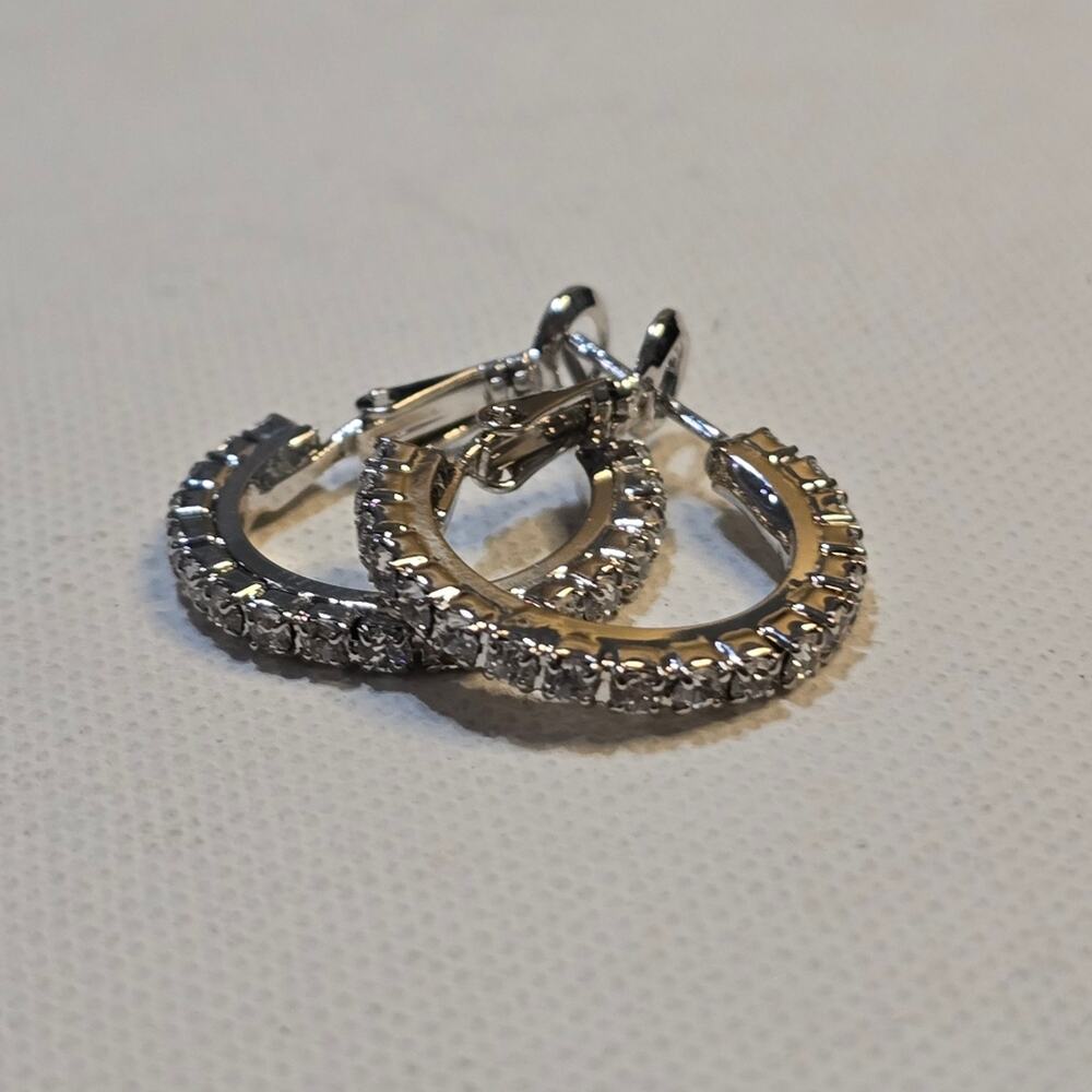 Lucky brand Silver Jeweled Hoop Earrings‎ New!